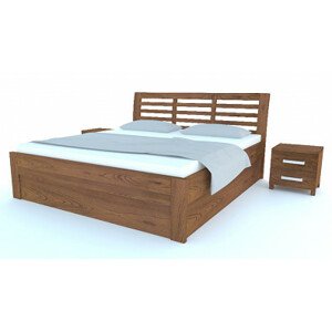 Dřevěná postel z masivu Postelia GABRIELA Buk postel s úložným prostorem 140x200cm - bukové dvoulůžko o šíři masivu 4 cm