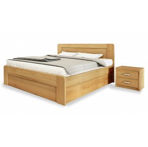 Postel Postelia SISI s úložným prostorem 160 x 200 cm - dub - Dřevěná postel z masivu, manželské dvoulůžko o šíři masivu 3,7 cm