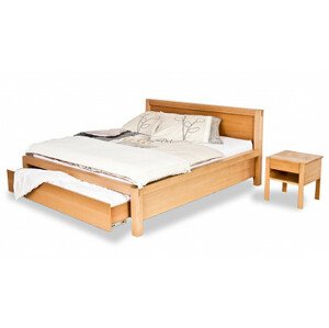 Dřevěná postel z masivu Postelia AMELIE Buk postel s úložným prostorem 160x200cm - bukové dvoulůžko o šíři masivu 4 cm