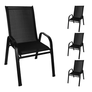 Sada 4 ks zahradních židlí GARRED, černá