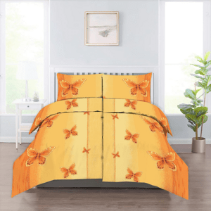 Bavlněné povlečení ORANGE BUTTERFLY žluto-oranžové Rozměr povlečení: 70 x 90 cm | 140 x 200 cm