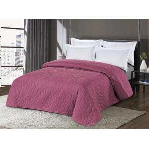 Tmavě růžový přehoz na postel se vzorem STONE Rozměr: 170 x 210 cm