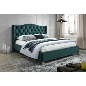 Čalouněná postel ASPEN VELVET 140 x 200 cm zelená