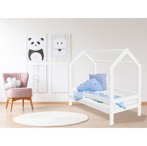 Dětská postel DOMEČEK D3 bílá 80 x 160 cm Rošt: Bez roštu, Matrace: Matrace COCO 10 cm, Úložný box: Bez úložného boxu