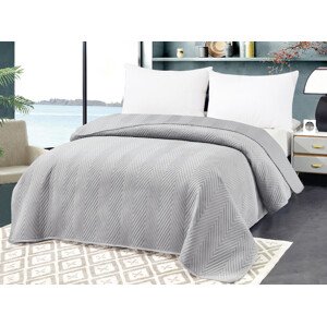 Světle šedý sametový přehoz na postel se vzorem ARROW VELVET Rozměr: 220 x 240 cm