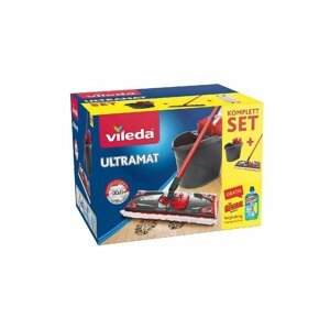 Kompletní sada Vileda UltraMat/UltraMax kbelík na mop, podlahový plochý mop / šedá / červená